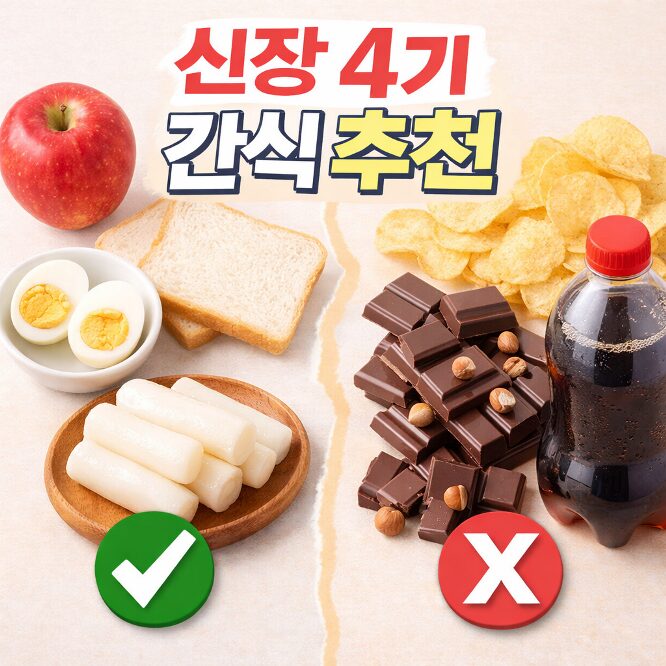 신장 4기 간식은 선택이 중요합니다. 같은 간식이라도 신장에 부담이 크게 달라질 수 있습니다.