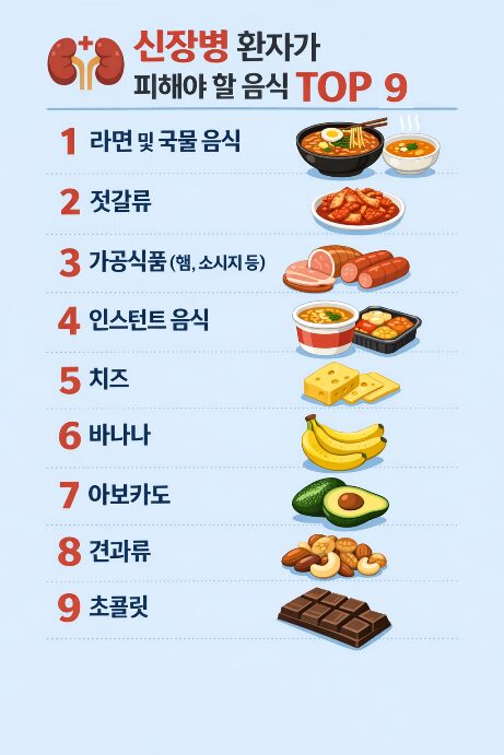 신장병 환자가 피해야 할 음식 TOP 9