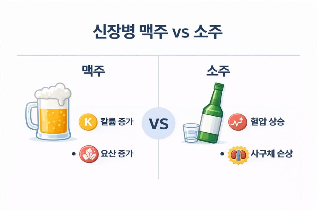 신장병 맥주와 소주 핵심 비교