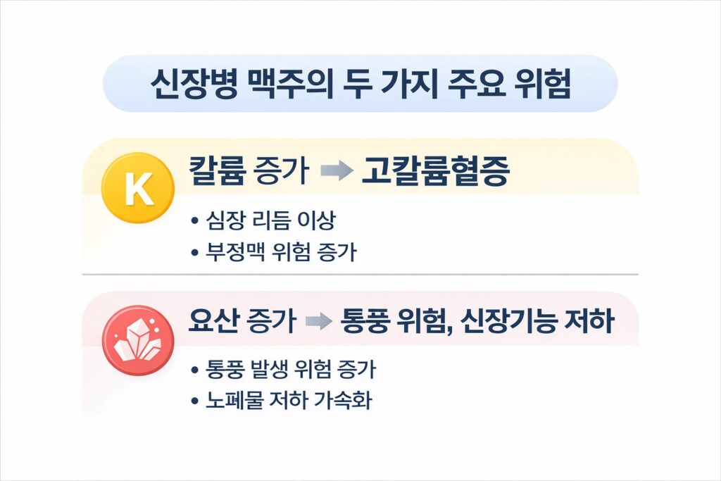 신장병 맥주의 두 가지 주요 위험
