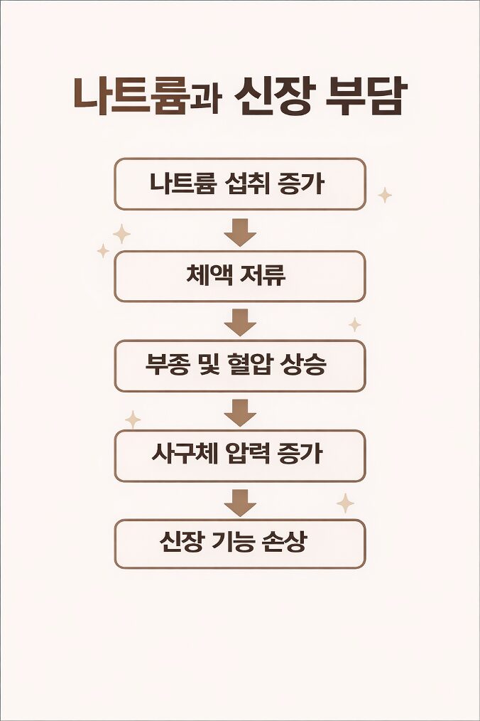 신장병 막걸리와 관련된 나트륨 섭취 증가가 혈압 상승과 신장 기능 손상으로 이어지는 과정