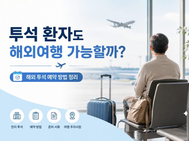 투석 환자 해외여행과 해외 투석 예약 방법을 설명하는 공항 썸네일 이미지