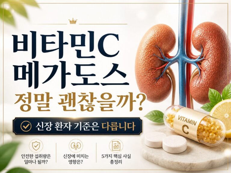 비타민C 메가도스 신장 영향 고용량 섭취 시 신장 환자 주의사항 설명 이미지