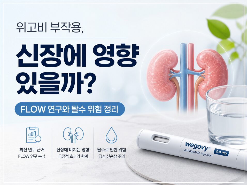 위고비 부작용 신장 영향과 탈수 위험을 설명하는 썸네일 이미지